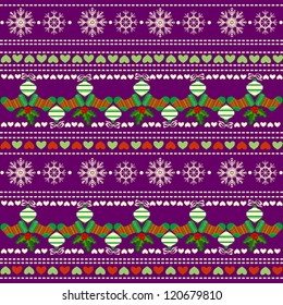 Christmas Objects in Patterns, Scrapbook Ribbons, Vector Version
