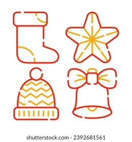 christmas objects vector illustrations set