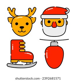christmas objects vector illustrations set