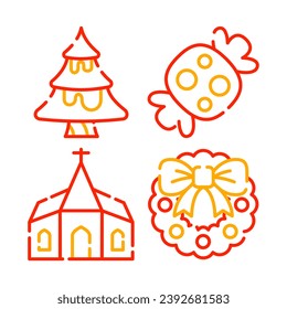 christmas objects vector illustrations set