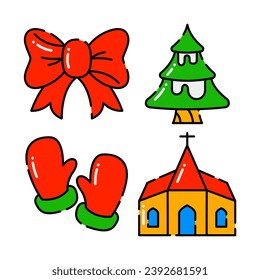 christmas objects vector illustrations set