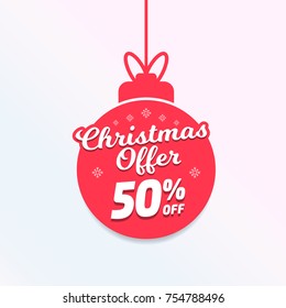Christmas Offer 50% Off Ball Vector Illustration