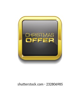 Christmas Offer Gold Vector Icon Button