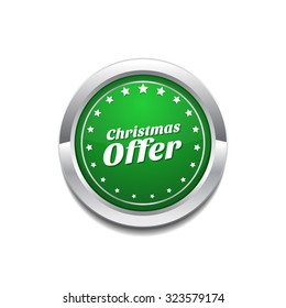 Christmas Offer Green Vector Icon Button