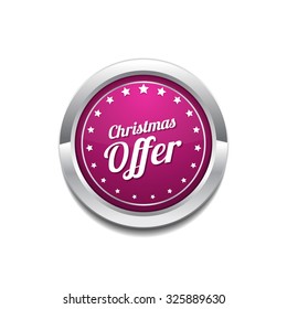 Christmas Offer Pink Vector Button Icon