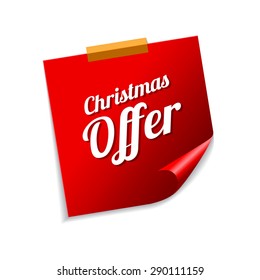 Christmas Offer Red Sticky Notes Vector Icon Design