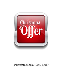 Christmas Offer Red Vector Icon Button