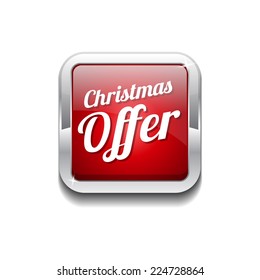Christmas Offer Red Vector Icon Button