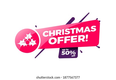 Christmas Offer Shopping Vector Label