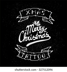 Christmas offer Christmas tattoo action vector - Vintage Christmas Skull Collection