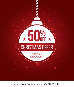 Christmas Offer Template Design With 50% Discount Tag