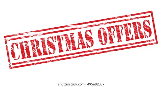 christmas offers red vector stamp on white background