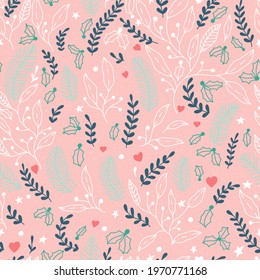 Christmas and old cute with seamless pattern xmas hat on dark blue background. Vector xmas illustration for kids. Designs for fabrics, wallpapers, textiles, wrapping paper and decorations.