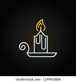 Christmas old fashioned candle creative line vector icon or symbol on dark background