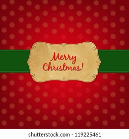 Christmas Old Label With Gradient Mesh, Vector Illustration
