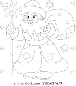Christmas old man adults and kids coloring page