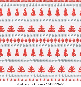 Christmas oldschool sweater pattern on light beige background. Vector seamless pattern.