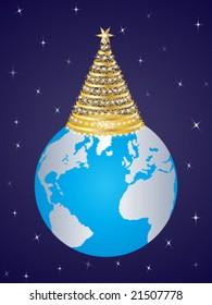 Christmas on earth vector illustration