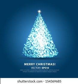 Christmas on a light blue background with Christmas tree. Vector EPS 10 illustration.