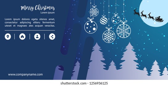 Christmas on a sparkling Xmas background with winter scenery with snowflakes, light, stars. Christmas Merry Card. Vector illustration - Vector