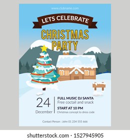 christmas on winter background flyer design vector