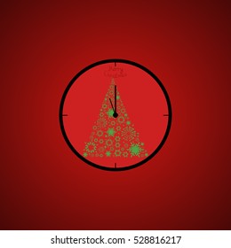 Christmas open ,clock,vector illustration