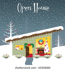 Christmas Open House Party Invitation With Room For Your Copy