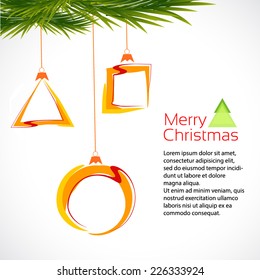 Christmas orange balls. Triangle, circle, square. Merry christmas
