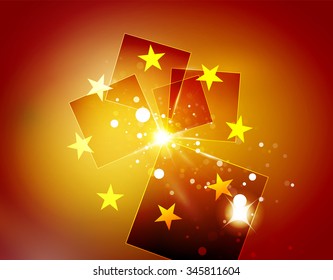 Christmas orange color abstract background with white transparent snowflakes. Holiday winter template, New Year layout
