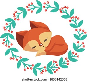 Christmas orange fox with frame