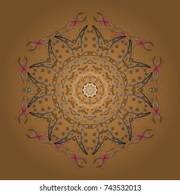 Christmas orange, gray and browns. Vector illustration. Magic orange, gray and brown holiday abstract background with star and falling snowflakes.