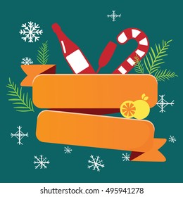 Christmas orange ribbon for text