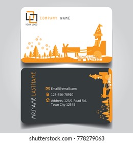 Christmas Orange White Black Theme of creative business card and name card with horizontal curve corner template for vector design layout standard of size.