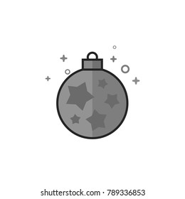 Christmas orb icon in flat outlined grayscale style. Vector illustration.