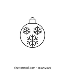 Christmas orb icon in thin outline style. Holiday December decoration part