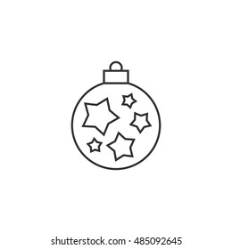 Christmas orb icon in thin outline style. Holiday December decoration part