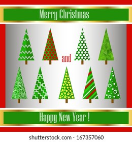 Christmas origami tree. Vector illustration