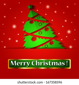 Christmas origami tree. Vector illustration