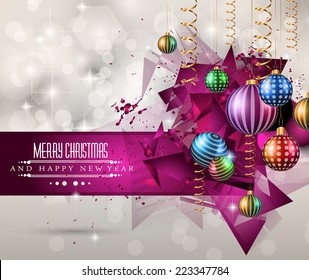 Christmas original modern background template for invitations, seasonal cards, event posters, new year backgronds and so on.