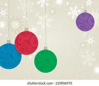 Christmas Ornament Background Colorful Christmas ornament background with snowflakes. Easy-edit file