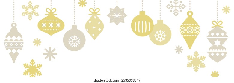 Christmas ornament background illustration ( Vector Banner Copy space Rectangle Yellow Warm Scandinavian Winter December Design 1:3 )