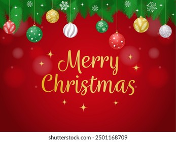 Christmas ornament background with red letters_vector illustration
