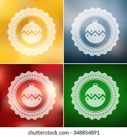 Christmas ornament badge vector set in different colors. Ornament ball stamp vectors with colorful background.