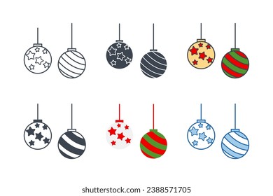 Christmas Ornament ball icon collection with different styles. christmas tree ball icon symbol vector illustration isolated on white background