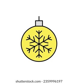 Christmas ornament ball icon. Decorative balls with snowflake motifs are a Christmas tree decoration. Vector illustration of icon that can be used for apps, websites, or logos.