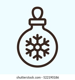 Christmas Ornament Ball Snowflake Minimalistic Flat Line Outline Stroke Icon Pictogram Symbol