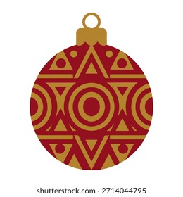 Vector de la bola del ornamento de las Navidades con los patrones abstractos, diseño plano