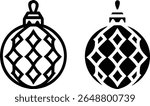 Christmas Ornament Ball Vector, Holiday Bauble Silhouette, Festive Black White Decoration Clipart