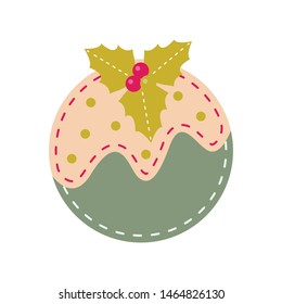 Christmas ornament ball. Vintage craft decoration from felt. New Year hand sew decor. Xmas toy for scrapbooking.