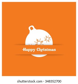 Christmas Ornament balls Greeting card. Christmas New Year Flat icon card illustration. Decorative Holiday Winter orange backgrounds. Vector illustration